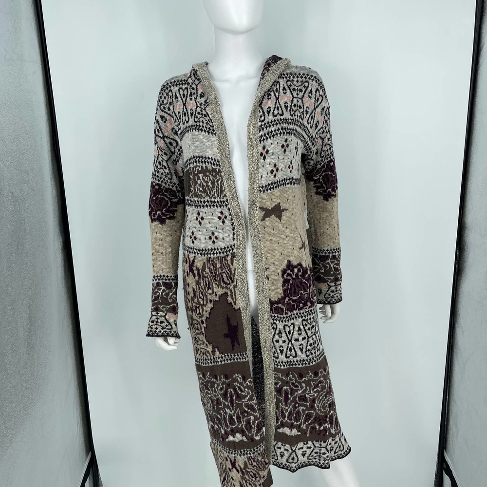 Free People Women's Americana/Boho Bandana Hooded Sweater Cardigan Medium